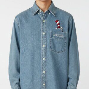 Cat in the‎ Hat Universal Studios Denim Shirt Islands of Adventure Vintage Small